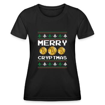Noël Bitcoin moche - T-shirt sport Femme - noir - Devant - AI Model Female 172 light (172cm)