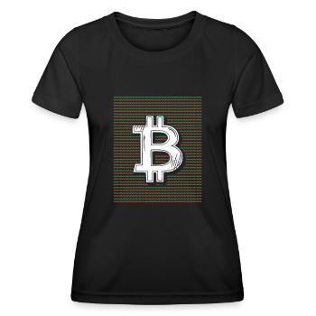 Bitcoin vert et rouge - T-shirt sport Femme - noir - Devant - AI Model Female 172 light (172cm)