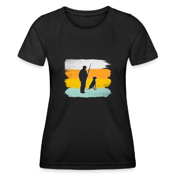 Chasse rétro - T-shirt sport Femme - noir - Devant - AI Model Female 172 light (172cm)