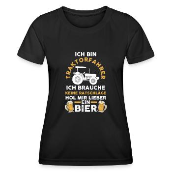 Landwirt Bier Bauer Landwirtschaft Trecker Traktor - Frauen Funktions-T-Shirt - Schwarz - Vorne - AI Model Female 172 light (172cm)