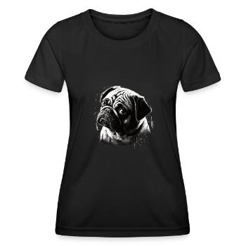 Mops-schablonen-design Weiß Und Schwarz - Frauen Funktions-T-Shirt - Schwarz - Vorne - AI Model Female 172 light (172cm)