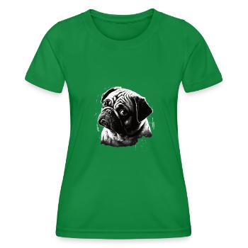Mops-schablonen-design Weiß Und Schwarz - Frauen Funktions-T-Shirt - Kelly Green - Vorne - AI Model Female 172 dark (172cm)