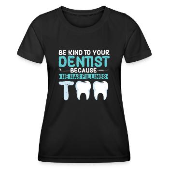 Technicien dentaire, cadre dentaire, hygiéniste dentaire - T-shirt sport Femme - noir - Devant - AI Model Female 172 light (172cm)