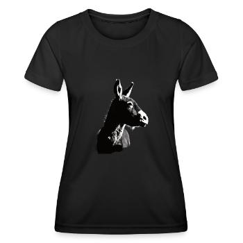 Esel Kunstvoller Schablonendruck - Frauen Funktions-T-Shirt - Schwarz - Vorne - AI Model Female 172 light (172cm)