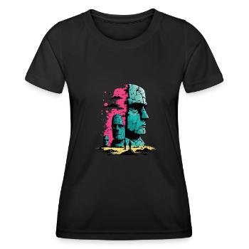 Rapa Nui Moai Kopf Statue Osterinsel - Frauen Funktions-T-Shirt - Schwarz - Vorne - AI Model Female 172 light (172cm)