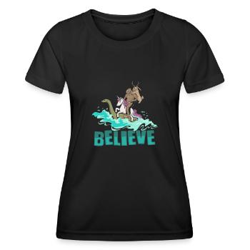 Kryptozoologie Kryptid Bigfoot Einhorn Loch Ness - Frauen Funktions-T-Shirt - Schwarz - Vorne - AI Model Female 172 light (172cm)