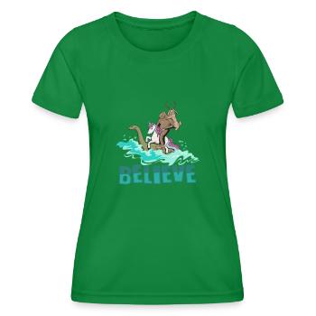 Cryptozoology Cryptid Bigfoot Unicorn Loch Ness - Women's Functional T-Shirt - kelly green - Front - AI Model Female 172 dark (172cm)