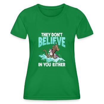 Cryptozoology Cryptid Bigfoot Unicorn Loch Ness - Women's Functional T-Shirt - kelly green - Front - AI Model Female 172 dark (172cm)