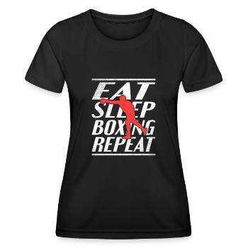 Essen Schlafen Boxen - Frauen Funktions-T-Shirt - Schwarz - Vorne - AI Model Female 172 light (172cm)