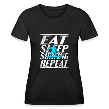 Alimentation Sommeil Surf - T-shirt sport Femme - noir - Devant - AI Model Female 172 light (172cm)