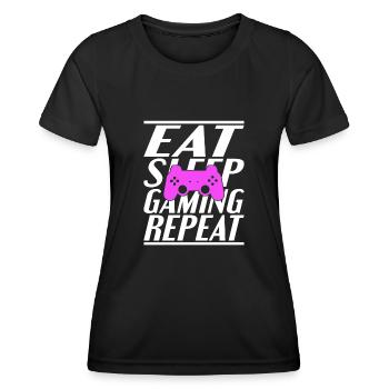 Eating Sleeping Gambling - Women's Functional T-Shirt - black - Front - AI Model Female 172 light (172cm)