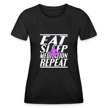 Essen Schlafen Meditieren - Frauen Funktions-T-Shirt - Schwarz - Vorne - AI Model Female 172 light (172cm)