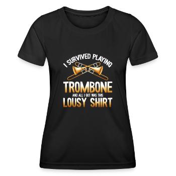 I Survived Playing Trombone Trumpet Band Music - Frauen Funktions-T-Shirt - Schwarz - Vorne - AI Model Female 172 light (172cm)