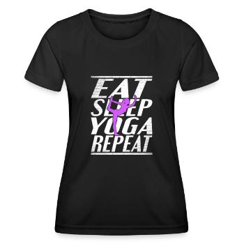 Alimentation Sommeil Yoga - T-shirt sport Femme - noir - Devant - AI Model Female 172 light (172cm)