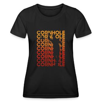 Joueur de Sunset Cornhole - T-shirt sport Femme - noir - Devant - AI Model Female 172 light (172cm)