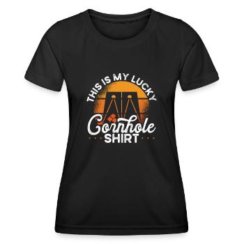 Voici ma chemise joyeuse cornhole - T-shirt sport Femme - noir - Devant - AI Model Female 172 light (172cm)