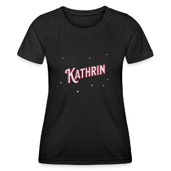 Le nom de Kathrin personnalisé - T-shirt sport Femme - noir - Devant - AI Model Female 172 light (172cm)