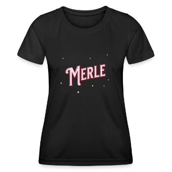 Nom Merle personnalisé - T-shirt sport Femme - noir - Devant - AI Model Female 172 light (172cm)