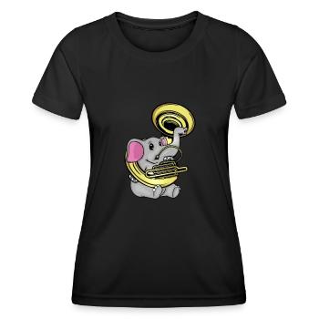 Sousaphone Musik Big Band Orchester Süßer Elefant - Frauen Funktions-T-Shirt - Schwarz - Vorne - AI Model Female 172 light (172cm)