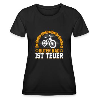 Guter Rad ist teuer Mountainbike - Frauen Funktions-T-Shirt - Schwarz - Vorne - AI Model Female 172 light (172cm)
