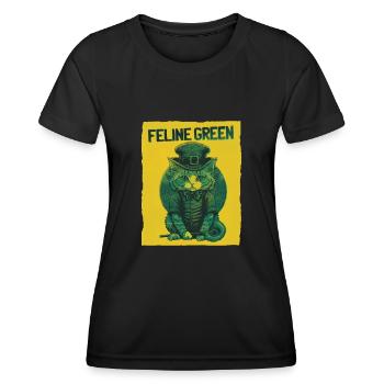 Feline Green St. Patty Day - Frauen Funktions-T-Shirt - Schwarz - Vorne - AI Model Female 172 light (172cm)