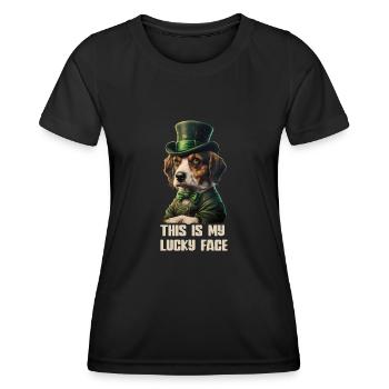 Ceci est mon Lucky Face Beagle Dog St. Patty - T-shirt sport Femme - noir - Devant - AI Model Female 172 light (172cm)