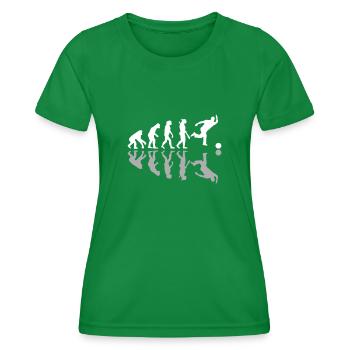 Human Evolution Bowling Bowler Pins Strike - Frauen Funktions-T-Shirt - Kelly Green - Vorne - AI Model Female 172 dark (172cm)