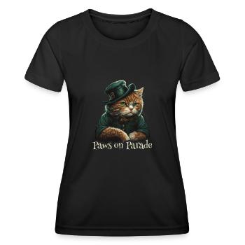 Paws on Parade Cat St. Patty Day - Women's Functional T-Shirt - black - Front - AI Model Female 172 light (172cm)