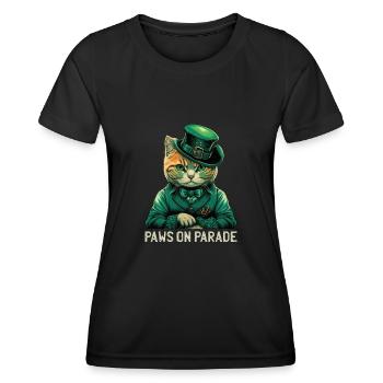 Paws on Parade Cat St. Patty Day - Women's Functional T-Shirt - black - Front - AI Model Female 172 light (172cm)