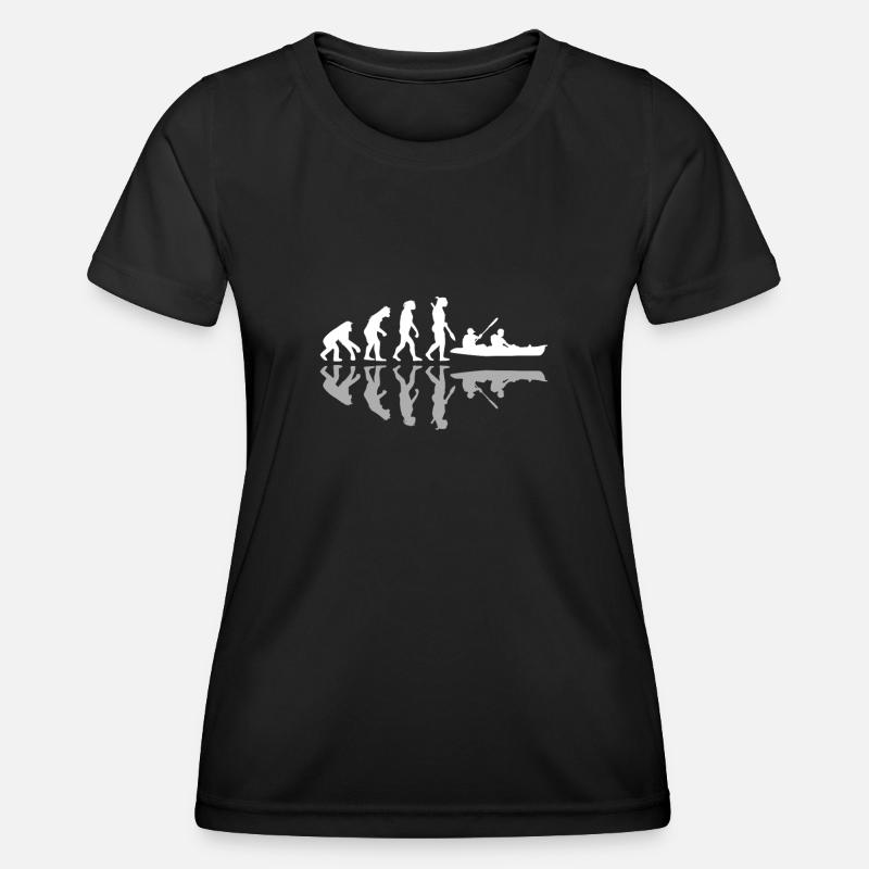 Human Evolution Funny Canoe Canoeing Adventure - Frauen Funktions-T-Shirt - Schwarz