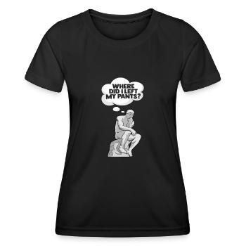 Denker Statue Hose Design für einen Philosophen - Frauen Funktions-T-Shirt - Schwarz - Vorne - AI Model Female 172 light (172cm)