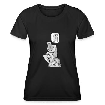 Denker Statue Hose Design für einen Philosophen - Frauen Funktions-T-Shirt - Schwarz - Vorne - AI Model Female 172 light (172cm)