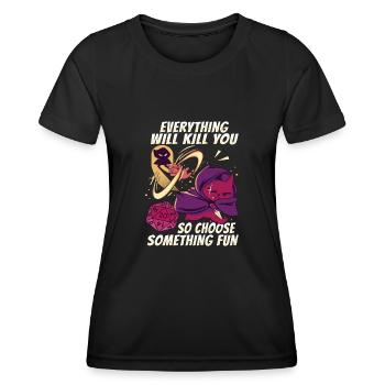D20 Cat design for an RPG GAMER - Women's Functional T-Shirt - black - Front - AI Model Female 172 light (172cm)