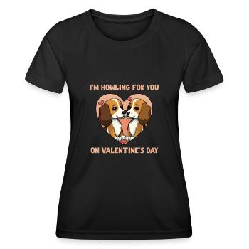 I'm Howling for you on Valentine's Day - Women's Functional T-Shirt - black - Front - AI Model Female 172 light (172cm)
