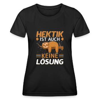 Hektik ausruhen Faultier - Frauen Funktions-T-Shirt - Schwarz - Vorne - AI Model Female 172 light (172cm)