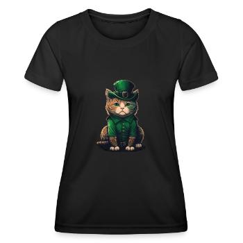 St. Patty Cat - Frauen Funktions-T-Shirt - Schwarz - Vorne - AI Model Female 172 light (172cm)