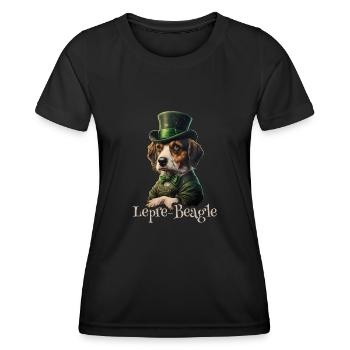 Lepre-Beagle Dog St. Patty - Frauen Funktions-T-Shirt - Schwarz - Vorne - AI Model Female 172 light (172cm)