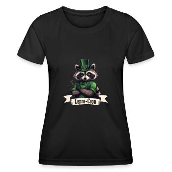 Lepre-Coon Raccoon St. Patty - Frauen Funktions-T-Shirt - Schwarz - Vorne - AI Model Female 172 light (172cm)