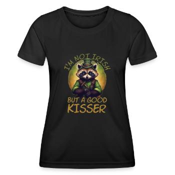 I'm not Irish but a good Kisser Raccoon St. Patty - Women's Functional T-Shirt - black - Front - AI Model Female 172 light (172cm)