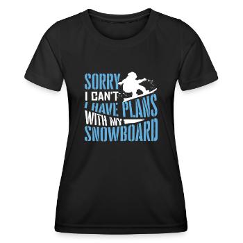 Snowboarders, Vacances snowboard, Matériel de snowboard - T-shirt sport Femme - noir - Devant - AI Model Female 172 light (172cm)