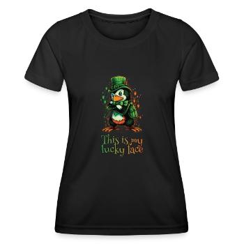 This is my lucky Face Penguin St. Patty - Frauen Funktions-T-Shirt - Schwarz - Vorne - AI Model Female 172 light (172cm)