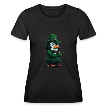 Pinguin St. Patty - Frauen Funktions-T-Shirt - Schwarz - Vorne - AI Model Female 172 light (172cm)