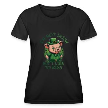 Je ne suis pas irlandais mais j’aime embrasser St. Patty - T-shirt sport Femme - noir - Devant - AI Model Female 172 light (172cm)