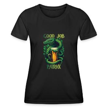 Good Job Patrick - St. Patrick's Day Snake - Frauen Funktions-T-Shirt - Schwarz - Vorne - AI Model Female 172 light (172cm)