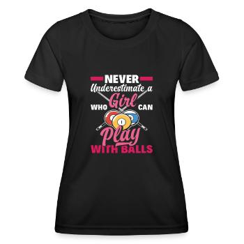 Billard Filles Femmes - T-shirt sport Femme - noir - Devant - AI Model Female 172 light (172cm)