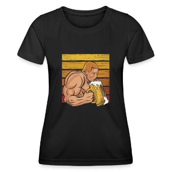 Bodybuilding - Heavy weights and protein shakes - Frauen Funktions-T-Shirt - Schwarz - Vorne - AI Model Female 172 light (172cm)