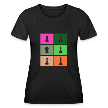 Schachfiguren - Frauen Funktions-T-Shirt - Schwarz - Vorne - AI Model Female 172 light (172cm)