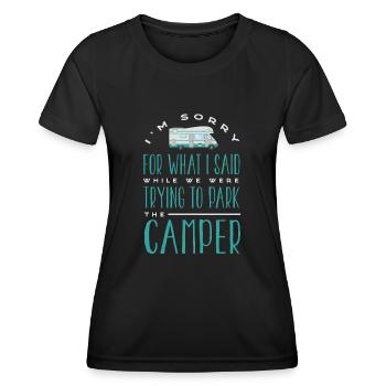 Wohnmobil, Wohnmobil, Wohnmobilcamping - Frauen Funktions-T-Shirt - Schwarz - Vorne - AI Model Female 172 light (172cm)