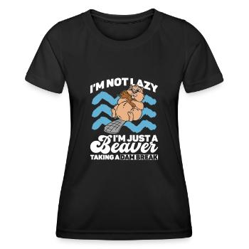 Beaver Dam Break Break Break - Drôle de castor - T-shirt sport Femme - noir - Devant - AI Model Female 172 light (172cm)
