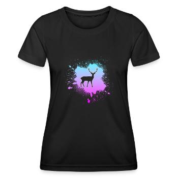Hirsch - Frauen Funktions-T-Shirt - Schwarz - Vorne - AI Model Female 172 light (172cm)